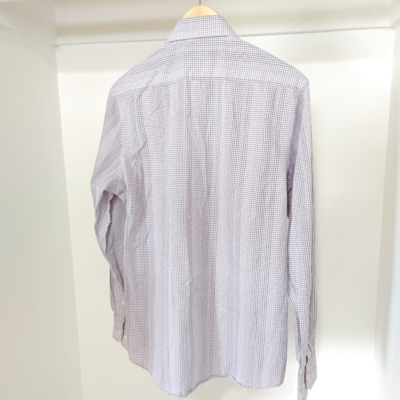 Perry Ellis | purple & white gingham check mens dress shirt / portfolio - Picture 6 of 10